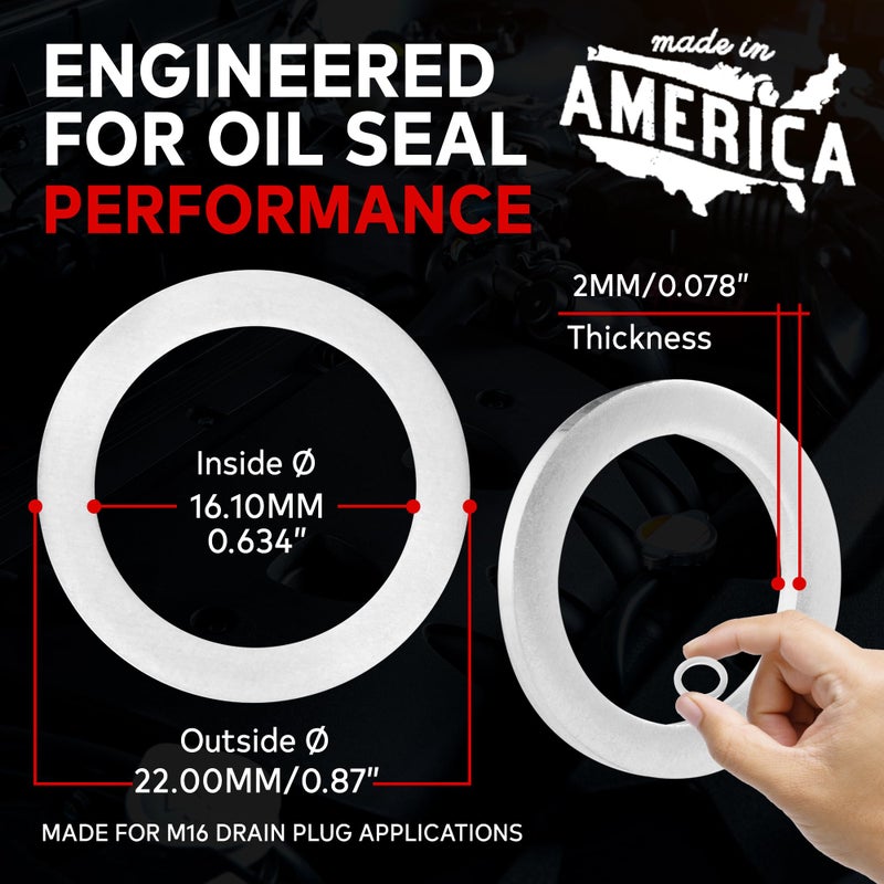 VOTEX - Made in USA - M16 16MM Oil Drain Plug Crush Washer Gasket Seal Ring for BMW,Mini,Subaru and More - Oil/Coolant (20 Pack) - Aluminum - 07119963252, 07119963251, 07119963259, 803916010, ACWM16 - Image 3